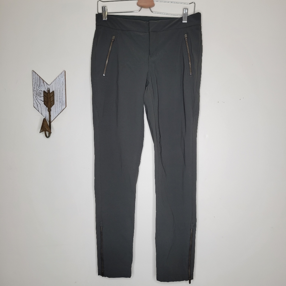 Athleta Wander Zipper Pants Trekkie 349953 Olive Green Size 8